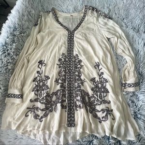 Free People Hearts in Heaven Cream Swing Dress Small